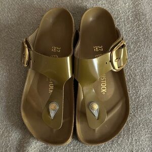 Birkenstock Olive Green Gizeh Big Buckle Sandals